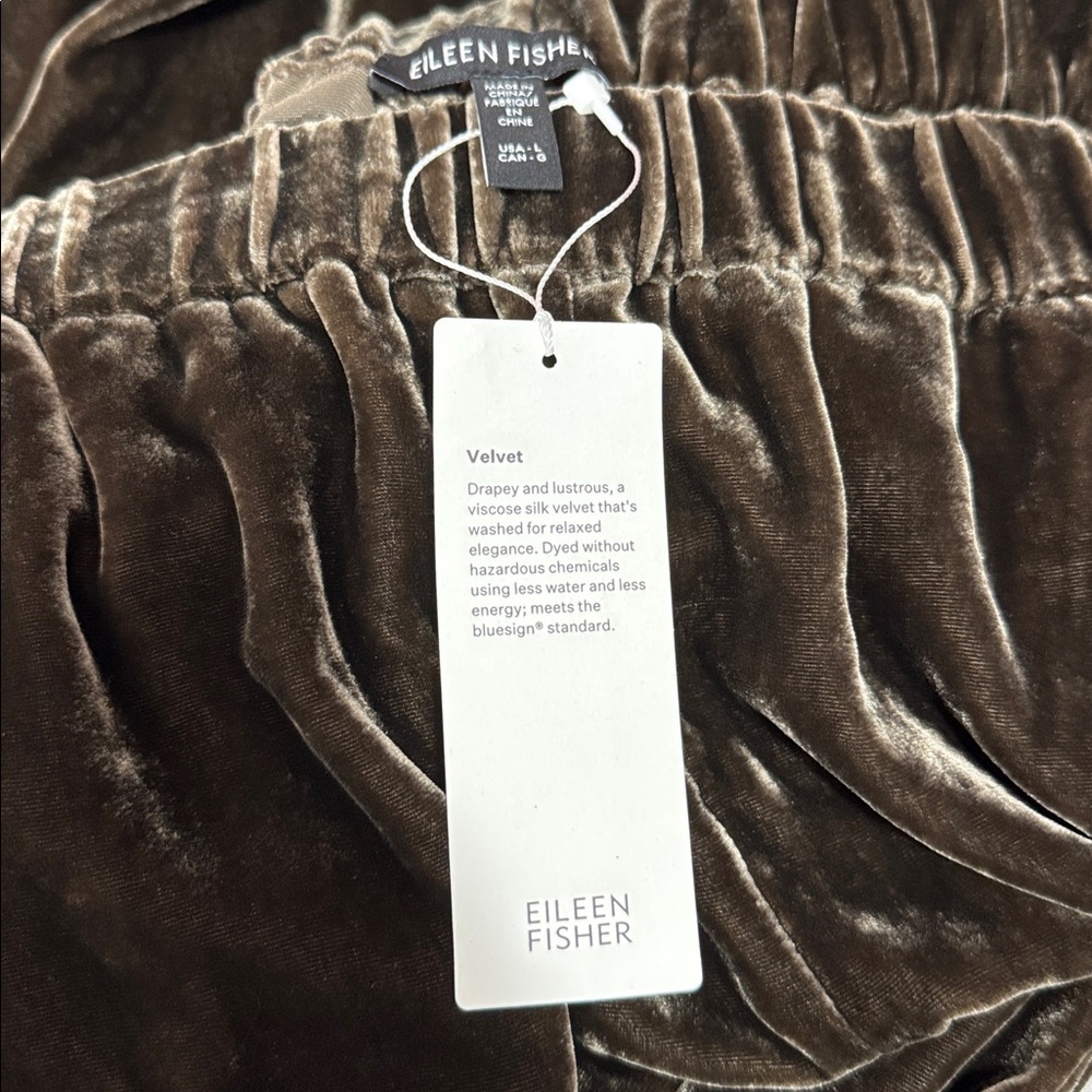 Eileen Fisher Velvet Lantern Ankle Pants NWT Wren/ Brown - Picture 8 of 8